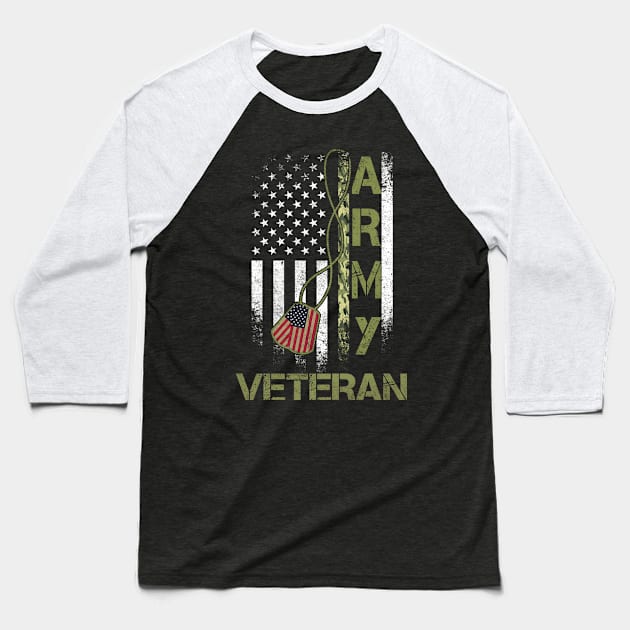 American Flag Camo Proud Us Army Veteran Gift Dad Grandpa Baseball T-Shirt by blacks store